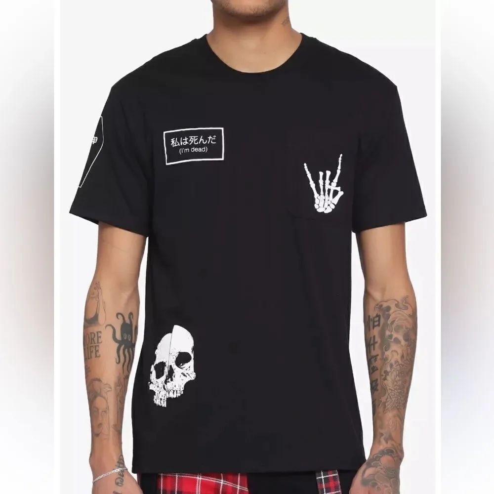 Hot Topic I’m Dead Black Patch Tee Shirt Alt Emo Men’s Small